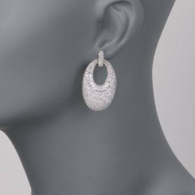 8.25 ct. t.w. CZ Puffed Oval Earrings in Sterling Silver  &mdash; Alt Image 2