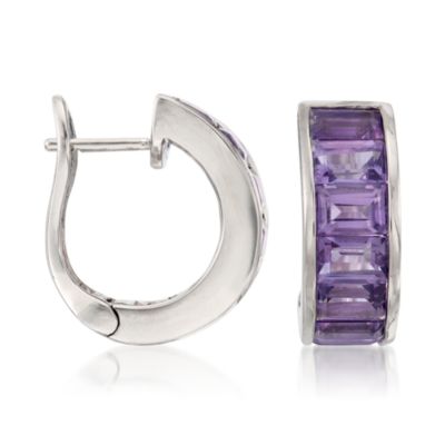 8.40 ct. t.w. Amethyst Hoop Earrings in Sterling Silver &mdash; Alt Image 1