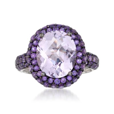 4.00 Carat Rose De France Amethyst Ring With Purple Amethysts in Sterling Silver &mdash; Alt Image 1