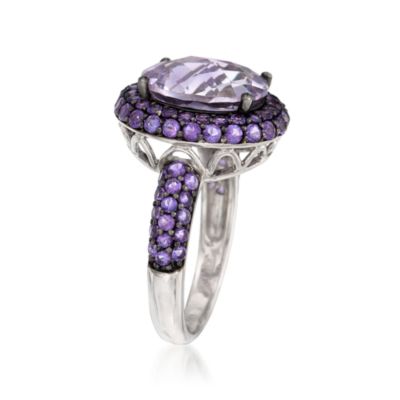 4.00 Carat Rose De France Amethyst Ring With Purple Amethysts in Sterling Silver &mdash; Alt Image 3