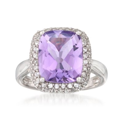 5.00 Carat Amethyst Ring With White Sapphires in Sterling Silver &mdash; Alt Image 1