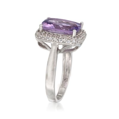 5.00 Carat Amethyst Ring With White Sapphires in Sterling Silver &mdash; Alt Image 3