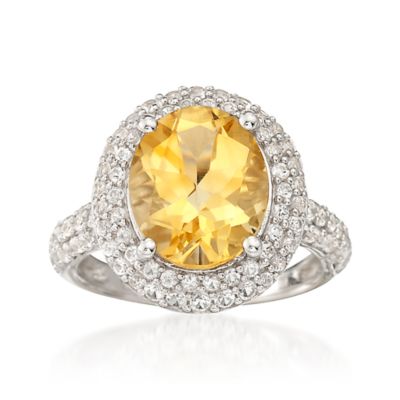 4.30 Carat Citrine Ring With 1.10 ct. t.w. White Sapphires in Sterling Silver &mdash; Alt Image 1