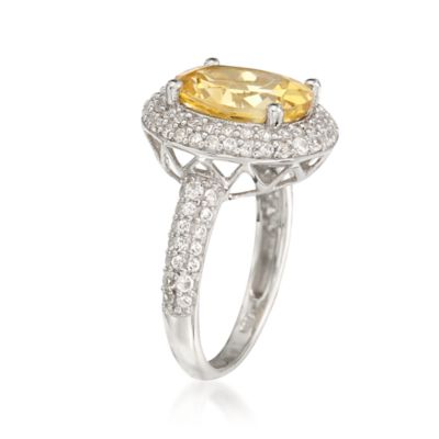 4.30 Carat Citrine Ring With 1.10 ct. t.w. White Sapphires in Sterling Silver &mdash; Alt Image 3
