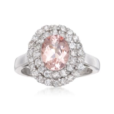 1.70 Carat Morganite and 1.00 ct. t.w. Diamond Ring in 14kt White Gold &mdash; Alt Image 1
