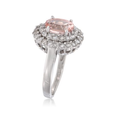 1.70 Carat Morganite and 1.00 ct. t.w. Diamond Ring in 14kt White Gold &mdash; Alt Image 3