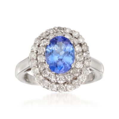 1.70 Carat Tanzanite and 1.00 ct. t.w. Diamond Ring in 14kt White Gold &mdash; Alt Image 1