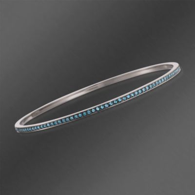 Swarovski Crystal "Ready" Aqua Bangle Bracelet. 8" &mdash; Alt Image 1