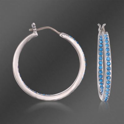 Swarovski Crystal Blue In-And-Out Hoop Earrings &mdash; Alt Image 1