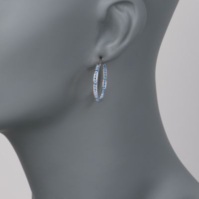 Swarovski Crystal Blue In-And-Out Hoop Earrings &mdash; Alt Image 2