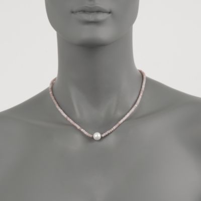 Opal Bead and 8.5-9mm Pearl Necklace In 14kt Yellow Gold. 16" &mdash; Alt Image 2