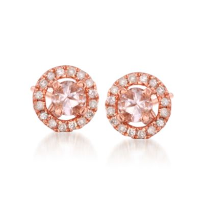 .40 ct. t.w. Morganite and .15 ct. t.w. Diamond Stud Earrings in Rose Vermeil &mdash; Alt Image 1