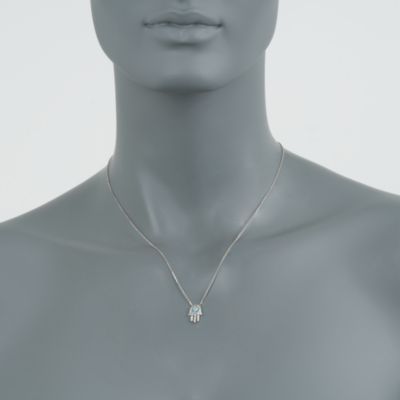 Evil Eye Hand .20 ct. t.w. CZ Pendant Necklace In Sterling Silver. 18" &mdash; Alt Image 2