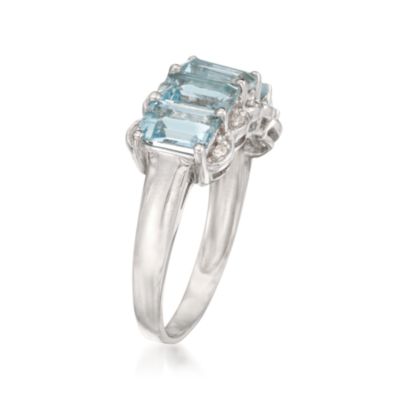 2.45 ct. t.w. Aquamarine Ring With Diamonds in Sterling Silver &mdash; Alt Image 3