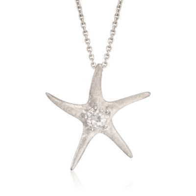 .25 Carat CZ Starfish Pendant Necklace in Sterling Silver. 16" &mdash; Alt Image 1