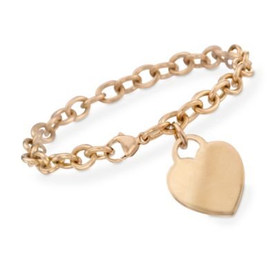 C.1980 Vintage Tiffany Jewelry 18kt Yellow Gold Heart Charm Bracelet. 7.5" &mdash; Alt Image 1