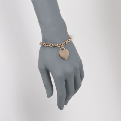 C.1980 Vintage Tiffany Jewelry 18kt Yellow Gold Heart Charm Bracelet. 7.5" &mdash; Alt Image 2