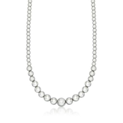 Italian Sterling Silver Graduated 6-12mm Bead Necklace &mdash; Alt Image 1