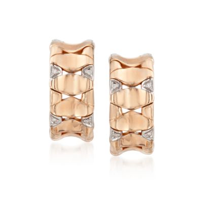 C. 1990 Vintage Roberto Coin .15 ct. t.w. Diamond Hoop Earrings In 18kt Two-Tone Gold &mdash; Alt Image 1