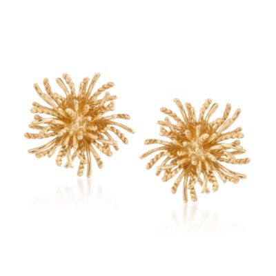 C.1980 Vintage Tiffany Jewelry Floral 18kt Yellow Gold Earrings &mdash; Alt Image 1