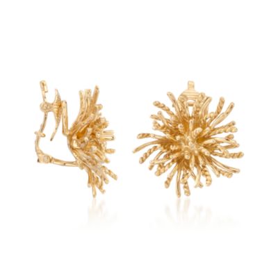 C.1980 Vintage Tiffany Jewelry Floral 18kt Yellow Gold Earrings &mdash; Alt Image 3