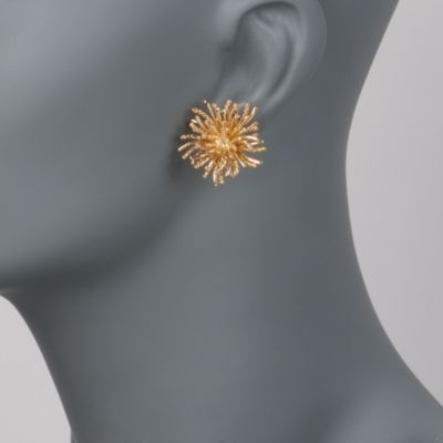 C.1980 Vintage Tiffany Jewelry Floral 18kt Yellow Gold Earrings &mdash; Alt Image 2