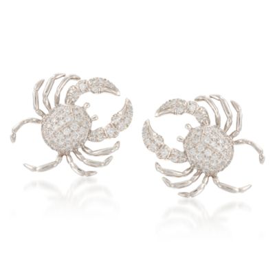 C.1996 Vintage Tiffany Jewelry 1.35 ct. t.w. Diamond Crab Earrings In Platinum &mdash; Alt Image 1
