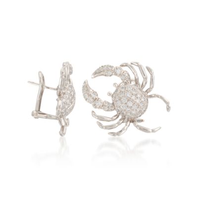 C.1996 Vintage Tiffany Jewelry 1.35 ct. t.w. Diamond Crab Earrings In Platinum &mdash; Alt Image 3