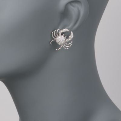 C.1996 Vintage Tiffany Jewelry 1.35 ct. t.w. Diamond Crab Earrings In Platinum &mdash; Alt Image 2