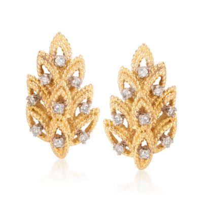 C. 1970 Vintage Tiffany Jewelry .50 ct. t.w. Diamond Earrings in 18kt Yellow Gold &mdash; Alt Image 1