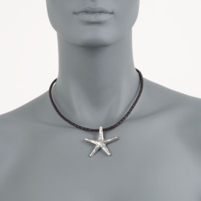 Starfish Leather Necklace in Sterling Silver &mdash; Alt Image 2