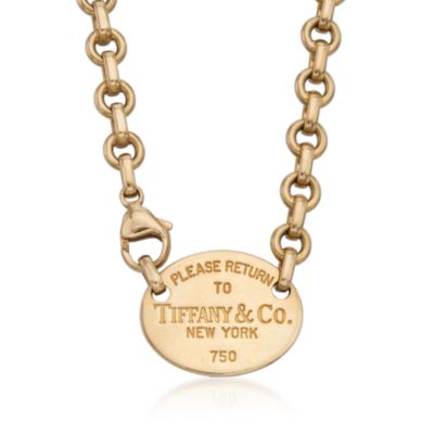 C. 1990 Vintage Tiffany Jewelry 18kt Yellow Gold Id Tag Necklace. 15.5" &mdash; Alt Image 1