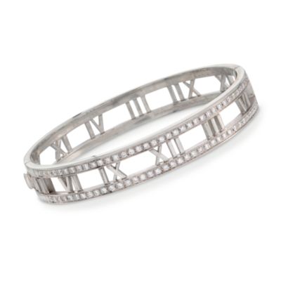 C. 2003 Vintage Tiffany Jewelry Atlas Diamond Bangle Bracelet in 18kt White Gold. 6.25" &mdash; Alt Image 1