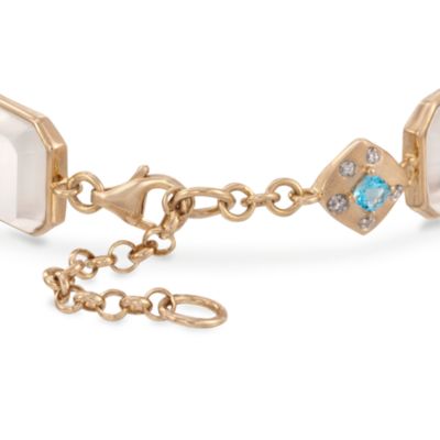 Rock Crystal and 1.10 ct. t.w. Blue Topaz Bracelet With .10 ct. t.w. Diamonds in 18kt Over Sterling. 7" &mdash; Alt Image 3