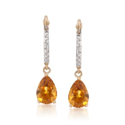 .70 ct. t.w. Citrine Drop Earrings With Diamonds in 14kt Yellow Gold &mdash; Alt Image 1