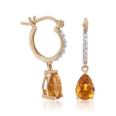 .70 ct. t.w. Citrine Drop Earrings With Diamonds in 14kt Yellow Gold &mdash; Alt Image 3