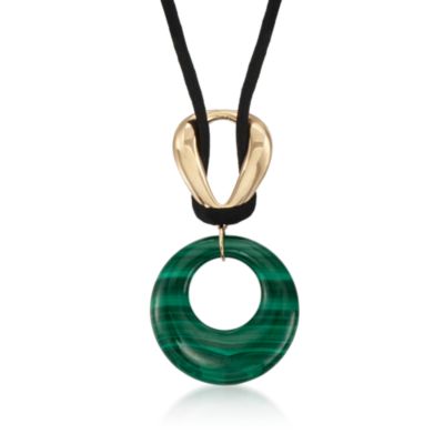 Malachite Drop Necklace in 14kt Yellow Gold &mdash; Alt Image 1