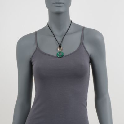 Malachite Drop Necklace in 14kt Yellow Gold &mdash; Alt Image 2