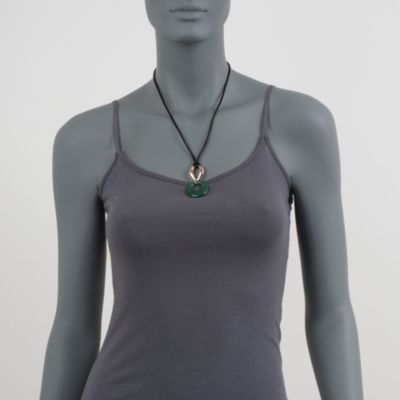 Malachite Drop Necklace in 14kt Yellow Gold &mdash; Alt Image 3