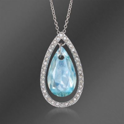 Swarovski Crystal "Phoebe" Blue and Clear Crystal Pendant Necklace. 15.75" &mdash; Alt Image 1