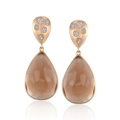 Pear-Shaped Gray Agate Earrings With .10 ct. t.w. Diamonds in 18kt Over Sterling &mdash; Alt Image 1