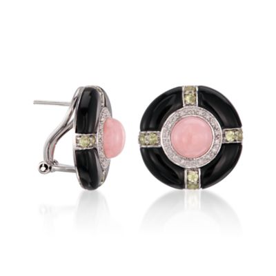 Multi-Gemstone and Black Agate Earrings in Sterling Silver &mdash; Alt Image 3