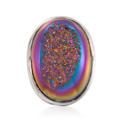 Multicolored Drusy Ring in Sterling Silver. Size 5 &mdash; Alt Image 1