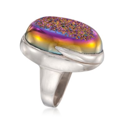 Multicolored Drusy Ring in Sterling Silver. Size 5 &mdash; Alt Image 3