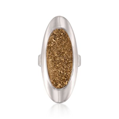 Golden Drusy Oval Ring in Sterling Silver &mdash; Alt Image 1