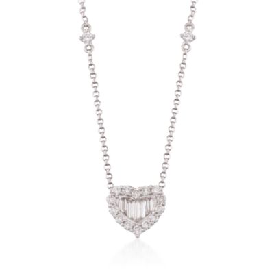 .50 ct. t.w. Diamond Heart Necklace In 18kt White Gold &mdash; Alt Image 1