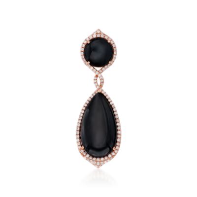 Black Onyx and .77 ct. t.w. Diamond Pendant in 14kt Rose Gold &mdash; Alt Image 1