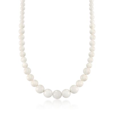 4-12mm White Quartzite Bead Necklace in 14kt Yellow Gold &mdash; Alt Image 1