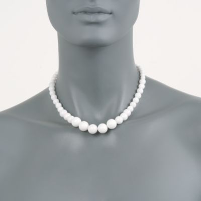 4-12mm White Quartzite Bead Necklace in 14kt Yellow Gold &mdash; Alt Image 2