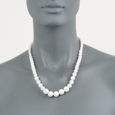 4-12mm White Quartzite Bead Necklace in 14kt Yellow Gold &mdash; Alt Image 3